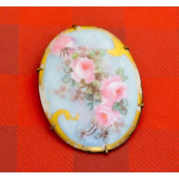Vintage Delicate Pink Rose Brooch - O27 - Picture 1 of 2
